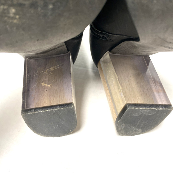 Miista Ali Black Ankle Boot Leather Wood Clear Block Heel Lucite Round T… - Picture 7 of 10